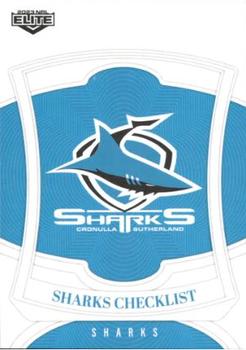 2023 NRL Traders Elite #028 Cronulla Sharks Checklist Front